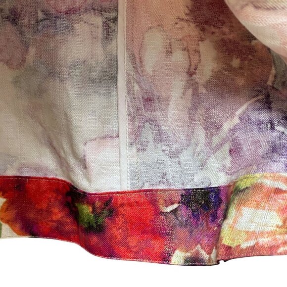 CHICO'S Watercolor Print Jacket Size Large (Chico's 2) Linen/Cotton Womens Top - Picture 10 of 11
